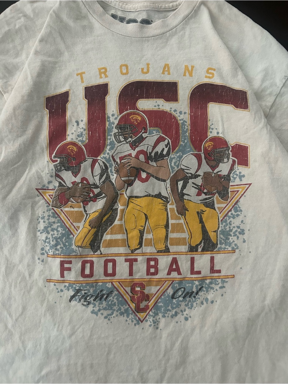 USC Trojans Football T-Shirt White Graphic Tee Fight On Gameday Merch NCAA XL